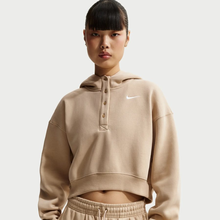 Nike Phoenix Fleece Oversized Cropped Henley Hoodie