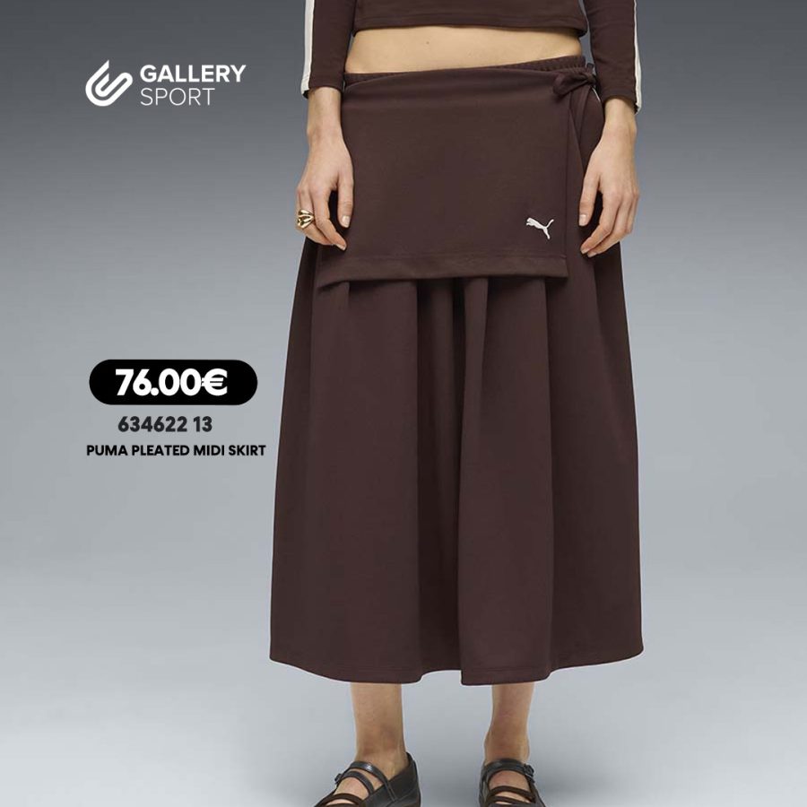 Puma Pleated Midi Skirt Brown