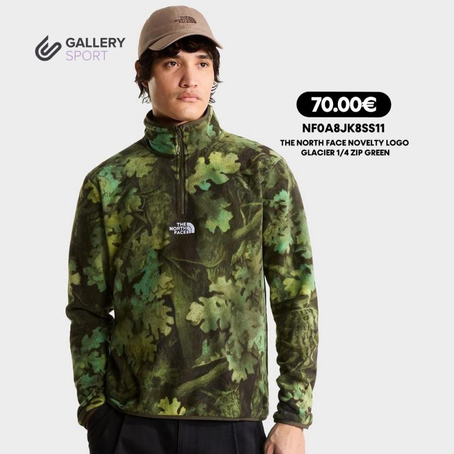 THE NORTH FACE NOVELTY LOGO GLACIER 1/4 ZIP GREEN